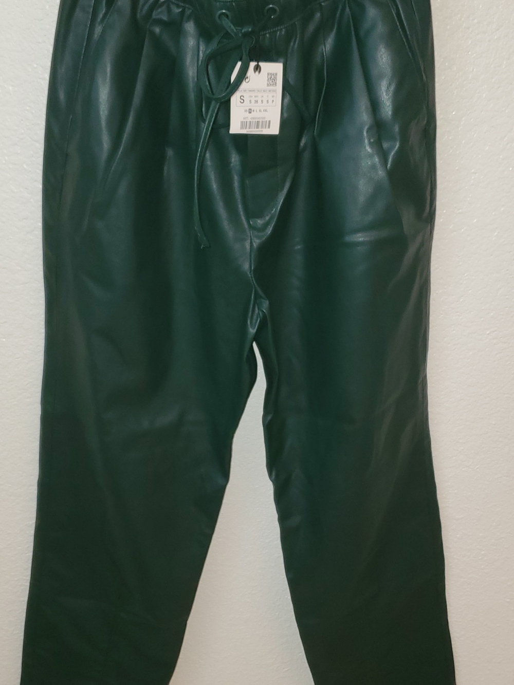 Zara Women's Vegan Leather Drawstring Pants- Size S NWT